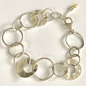 Sterling Silver 925 Silpada Paper Chain Bracelet With Jade Accent 8.5